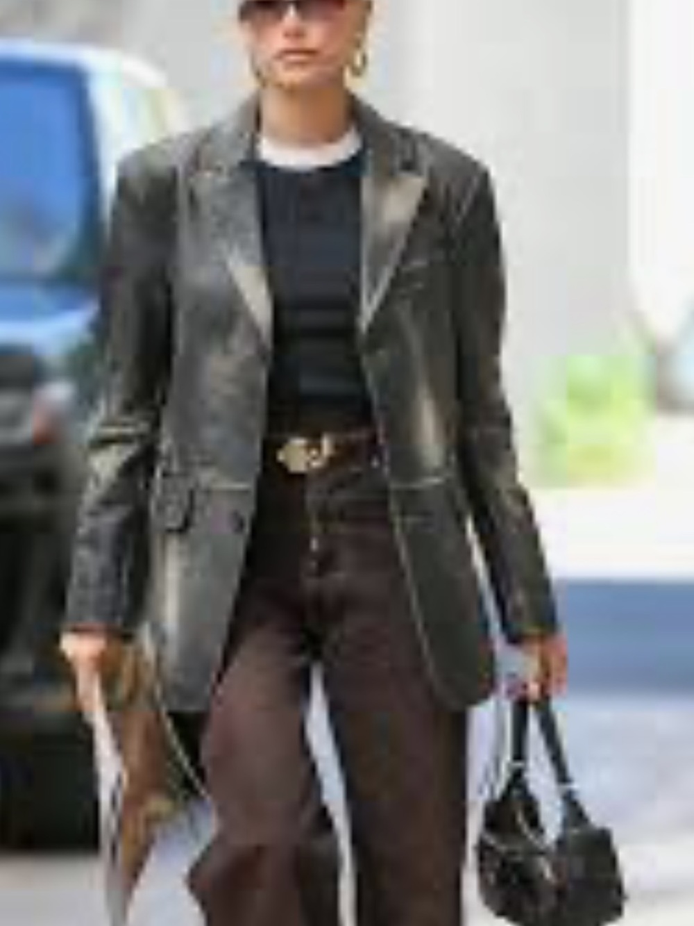 Clio Leather Blazer with Notch Lapel